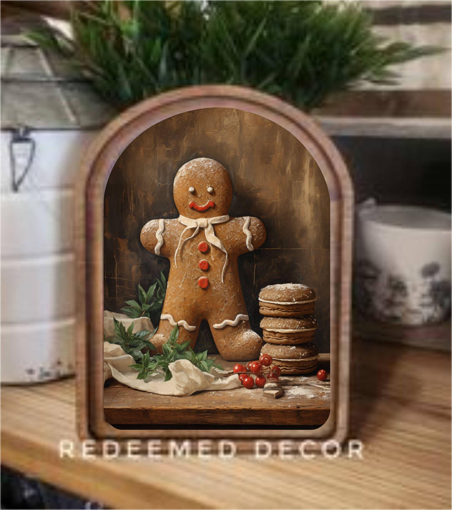 Arch Top Gingerbread Man Framed Art
