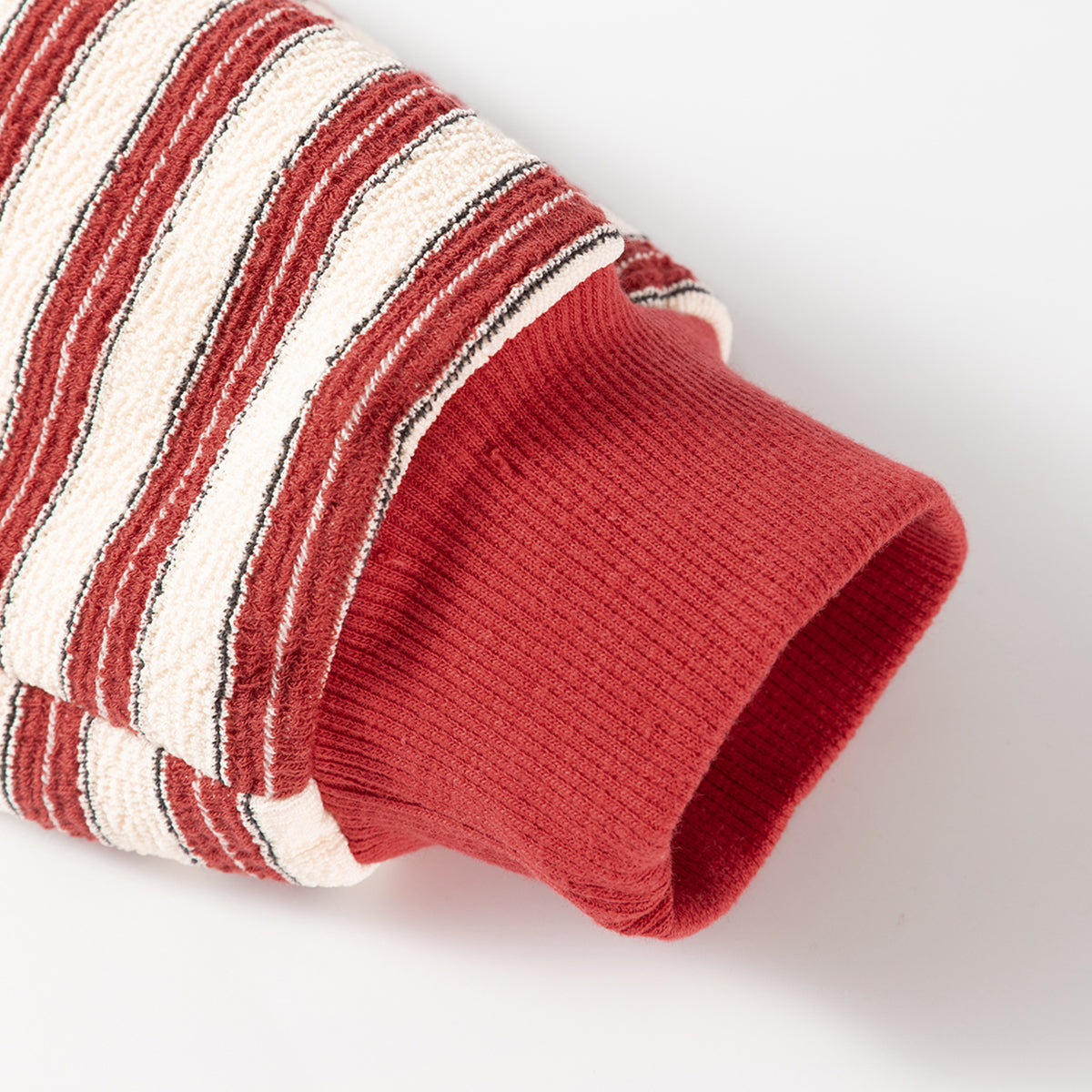 Red Stripe Buttoned V Neck Collared Drop Shoulder Top