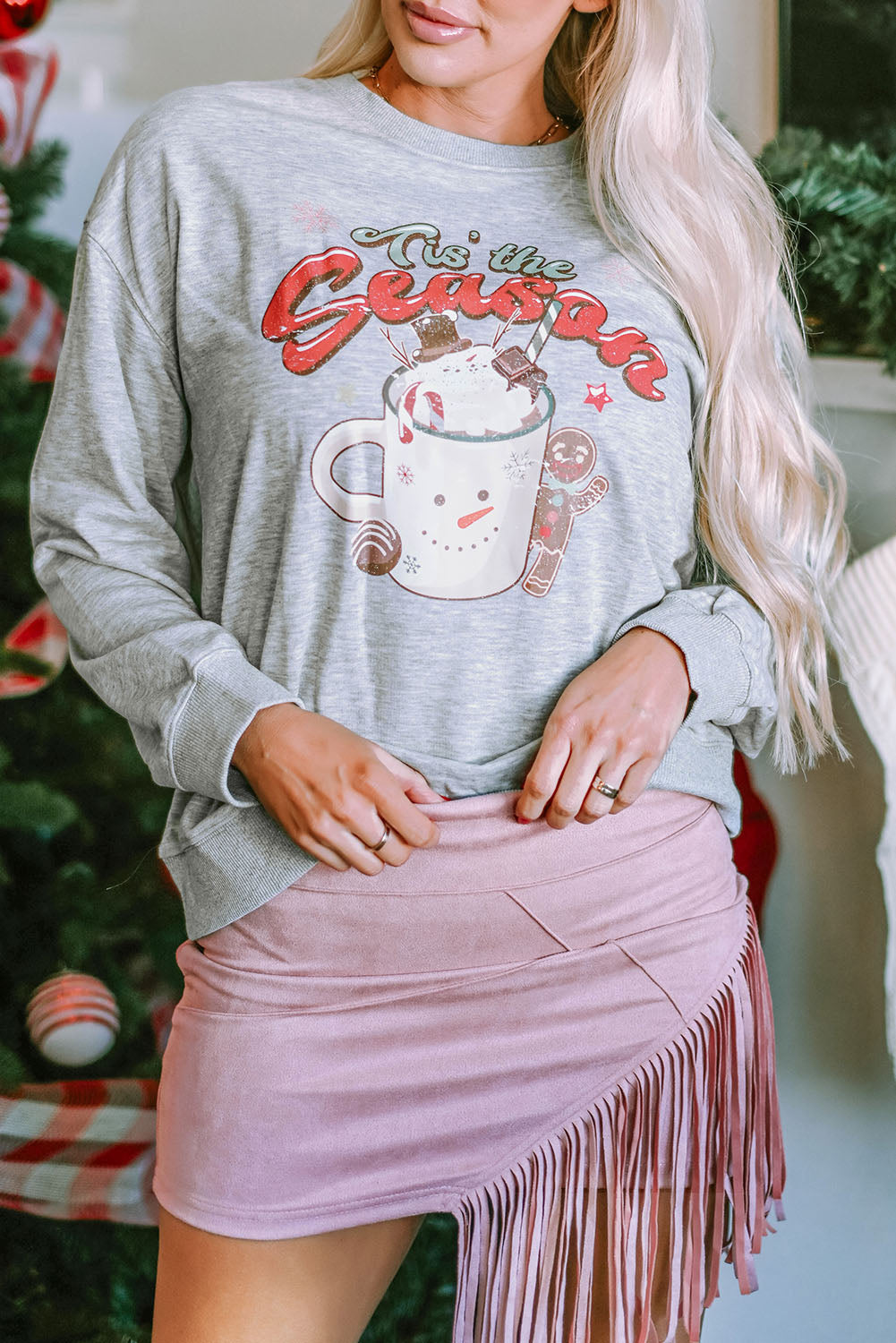 Gray Tis The Season Christmas Sweatshirt