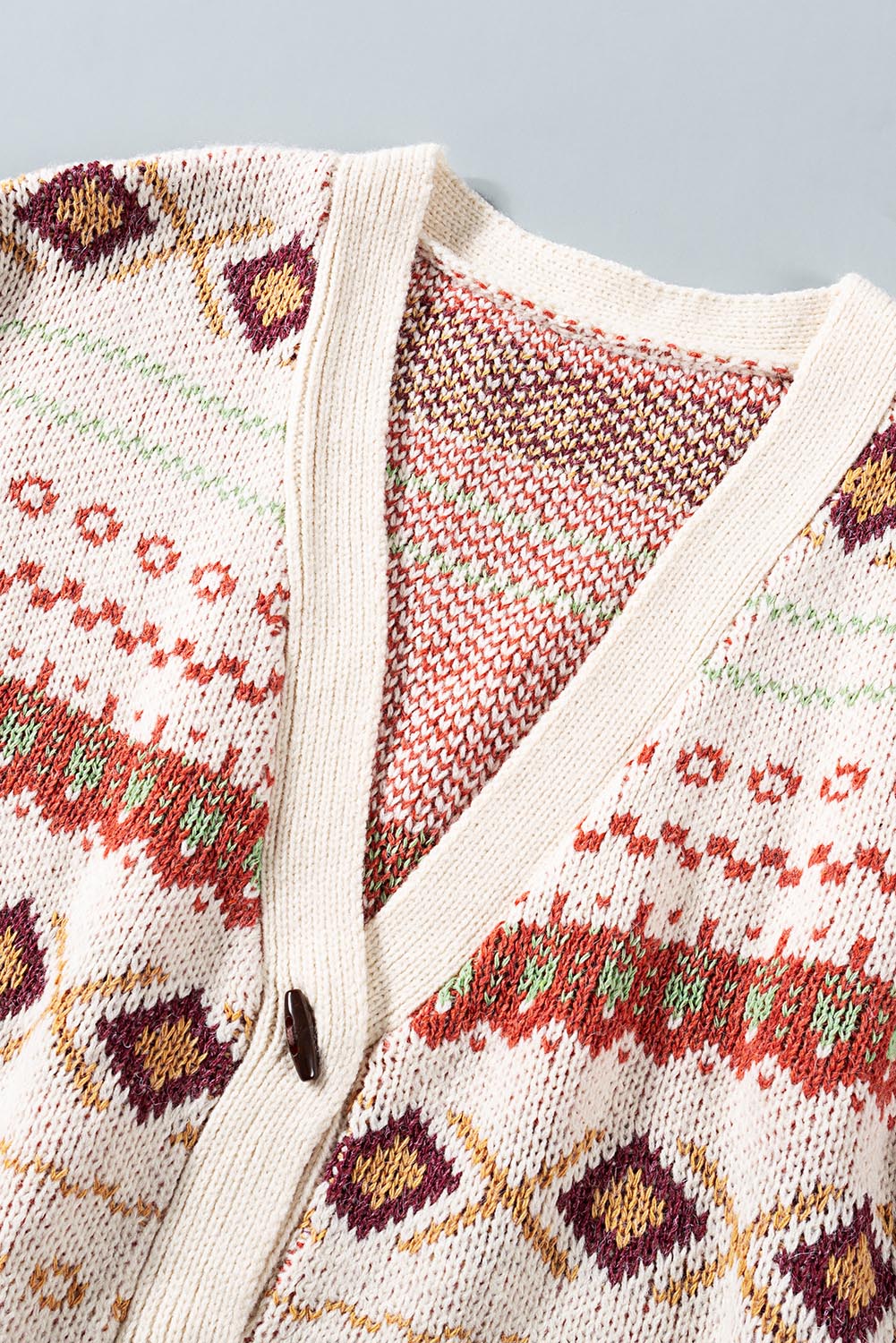 Multicolor Tribal Pattern V Neck Button Front Cardigan