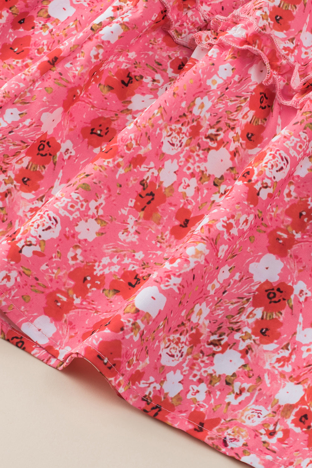 Fiery Red Tiered Ruffled Square Neck Sleeveless Floral Mini Dress