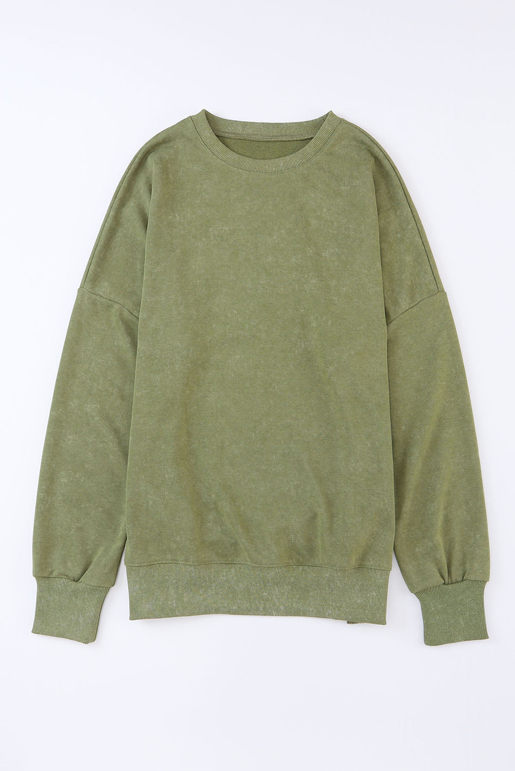 Green Drop Shoulder Ribbed Trim Oversized Sweatshirt
