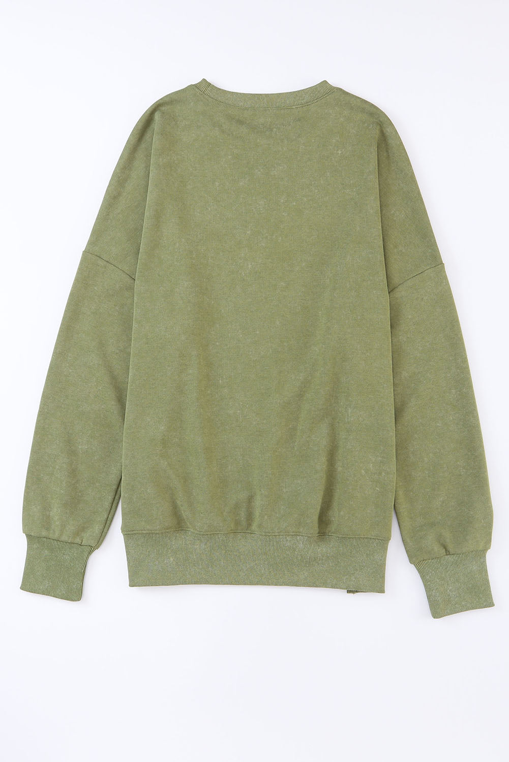 Green Drop Shoulder Ribbed Trim Oversized Sweatshirt