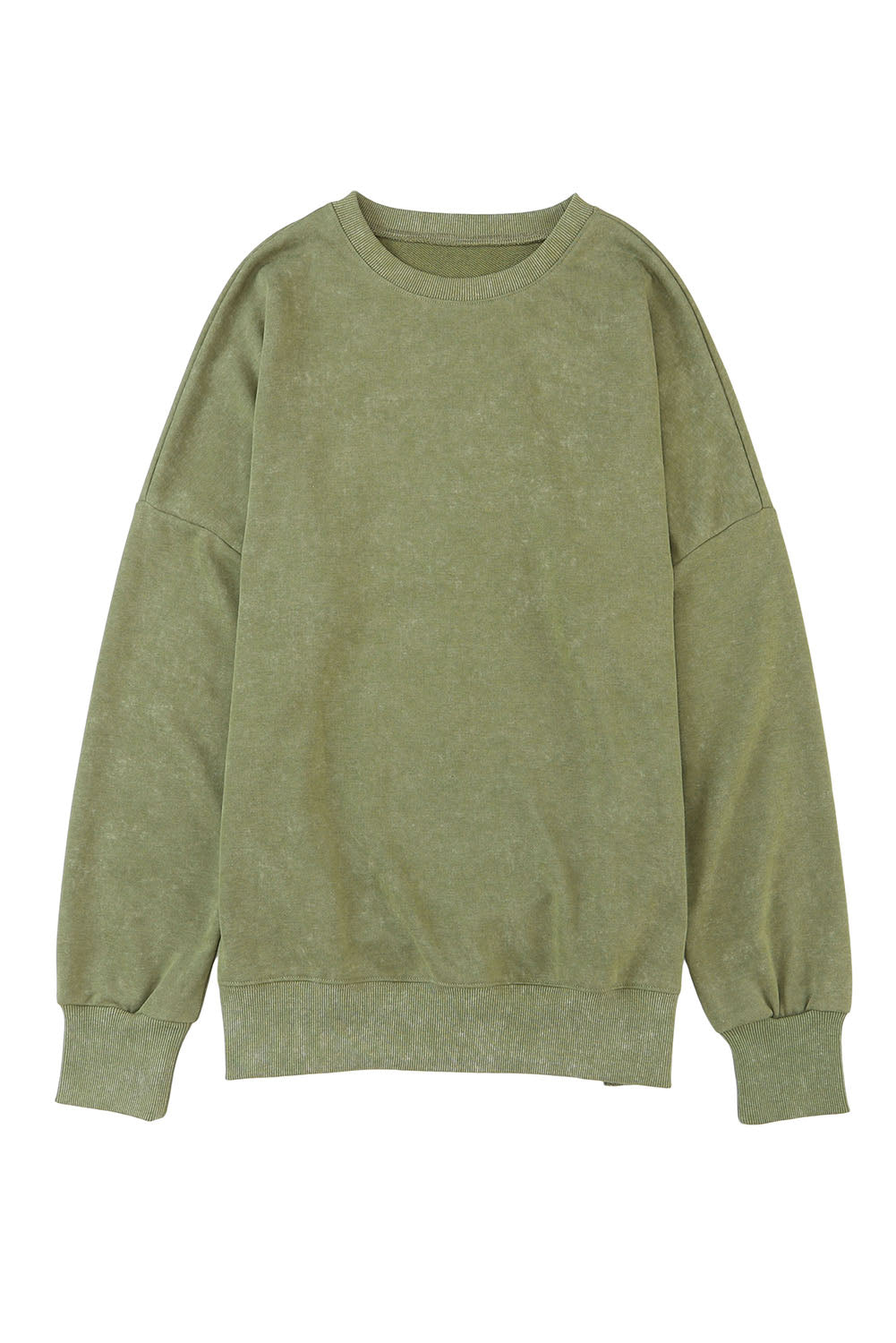 Green Drop Shoulder Ribbed Trim Oversized Sweatshirt