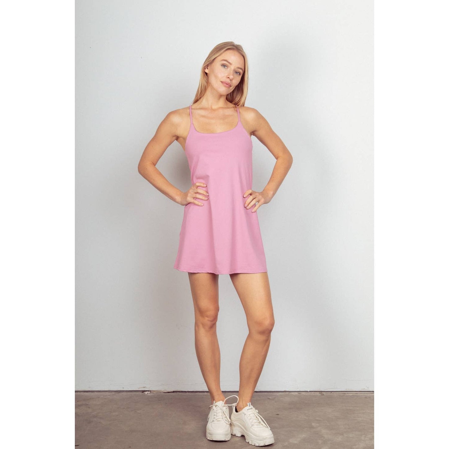 Active Tennis Cami Dress with Unitard Liner