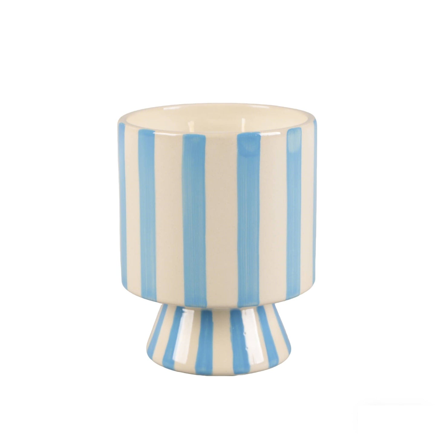 13 oz Blue Stripe Pedestal Ceramic Candle – Resort