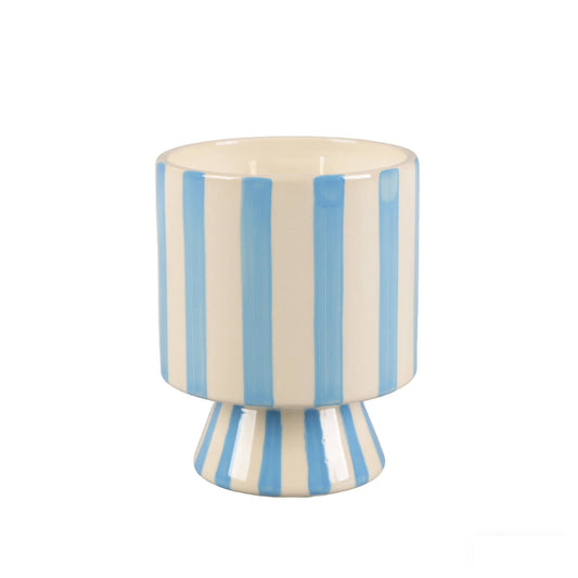 13 oz Blue Stripe Pedestal Ceramic Candle – Resort