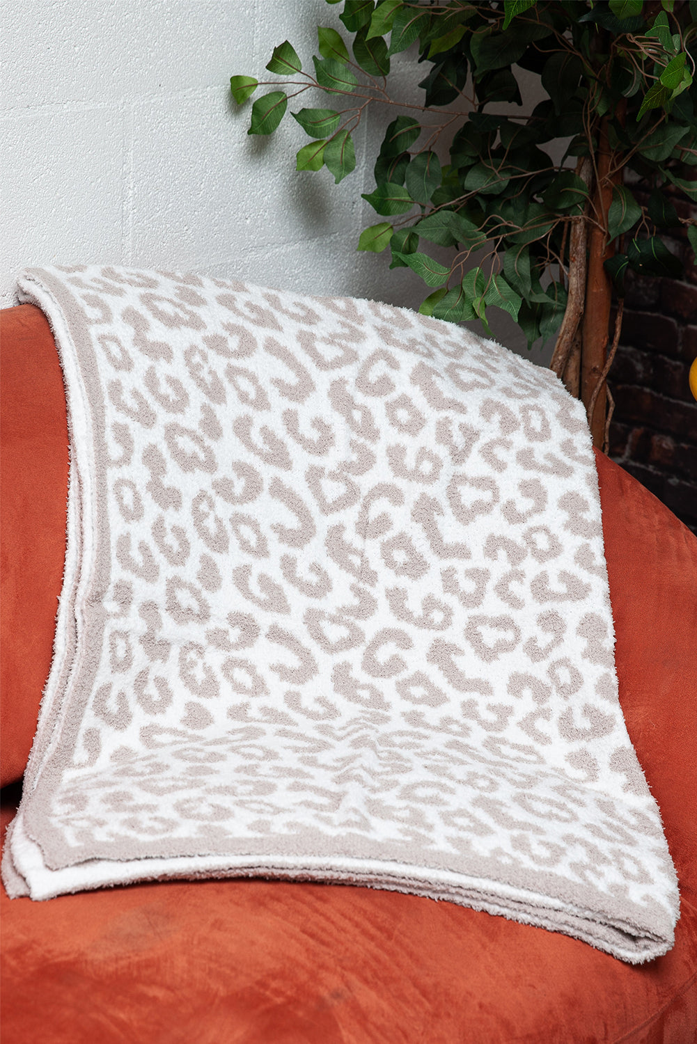 Printed Leopard Grain Fleece Large Blanket