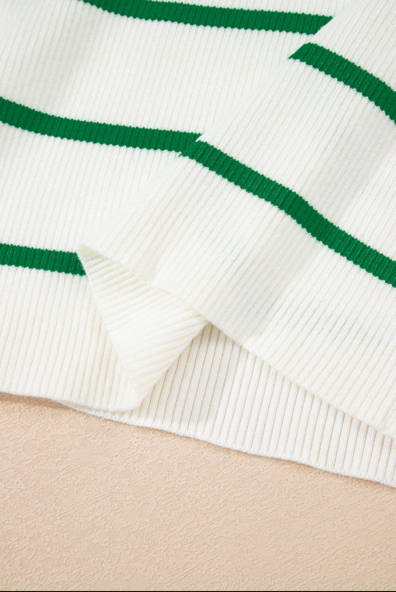Bright green striped scalloped sleeveless top