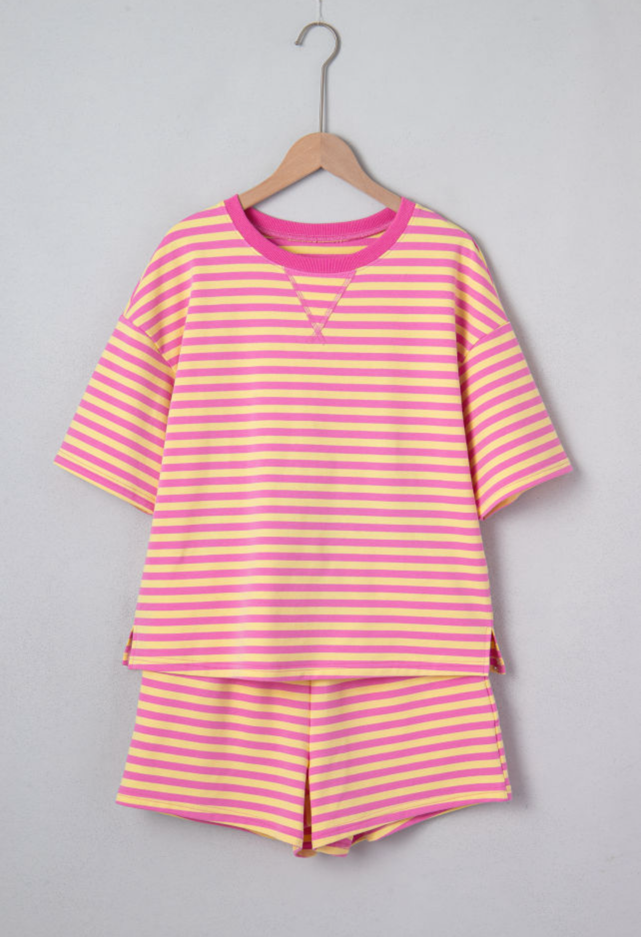 Rose striped terry short set