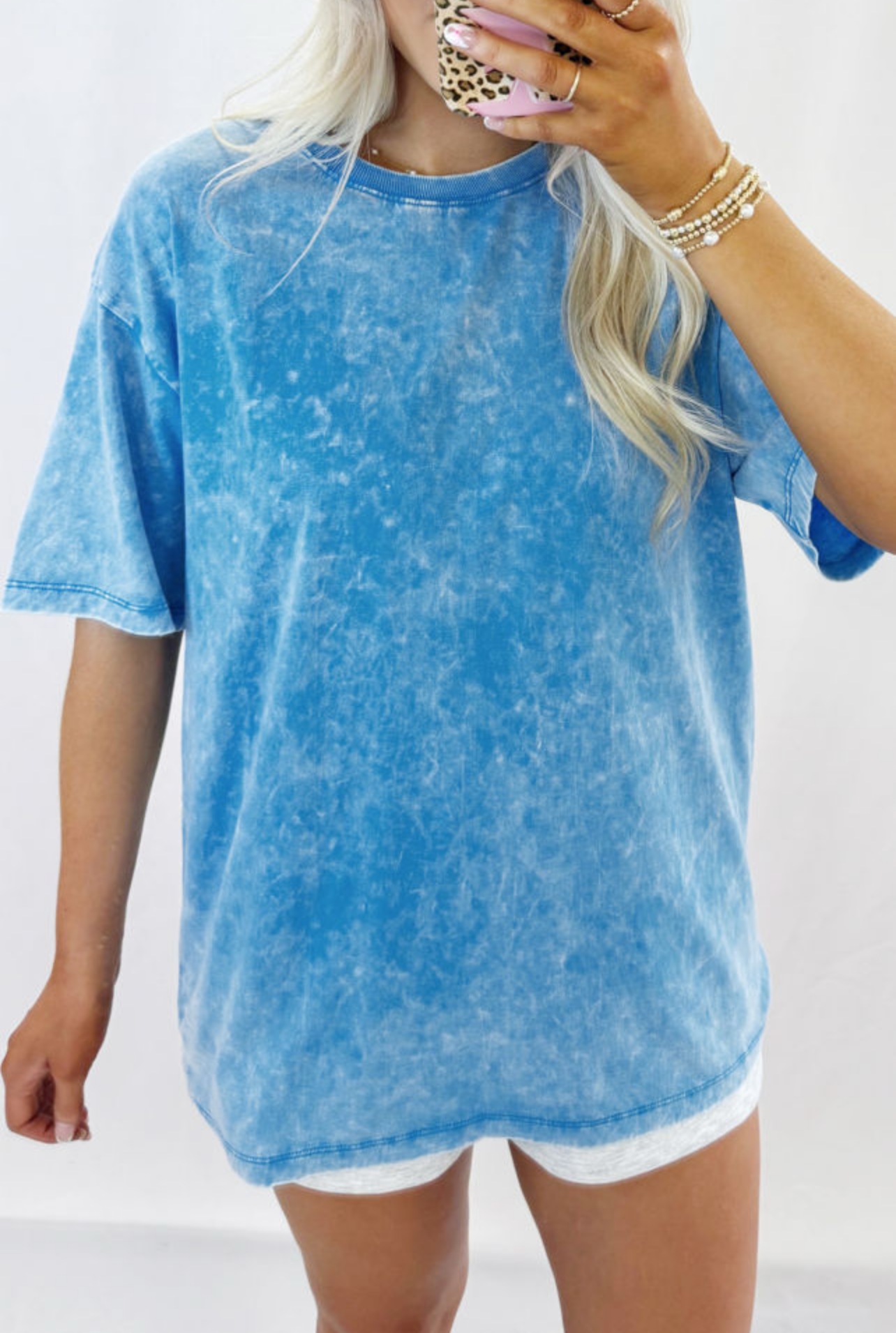 Blue mineral washed oversized tee