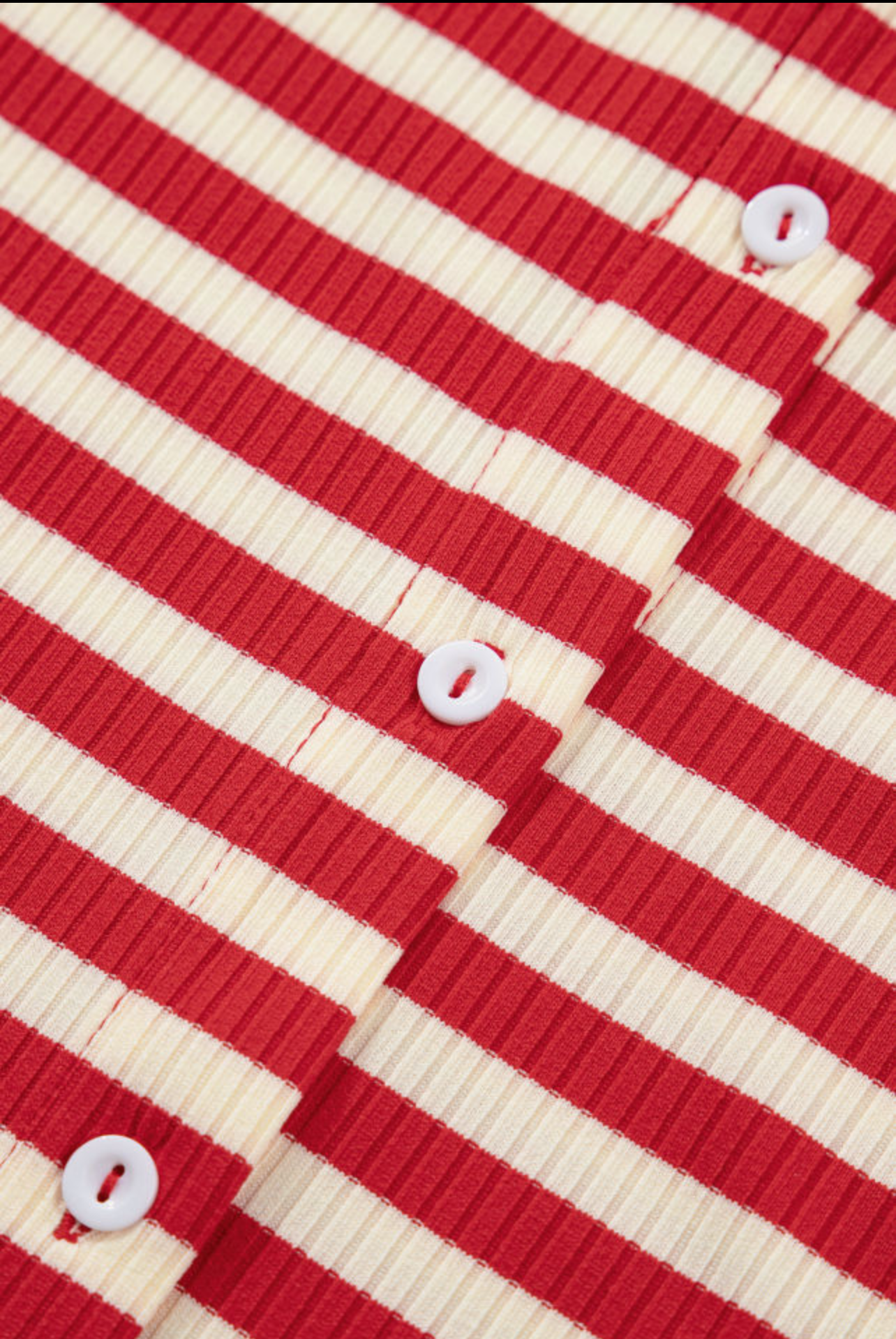 Red stripe button ribbed knit tank