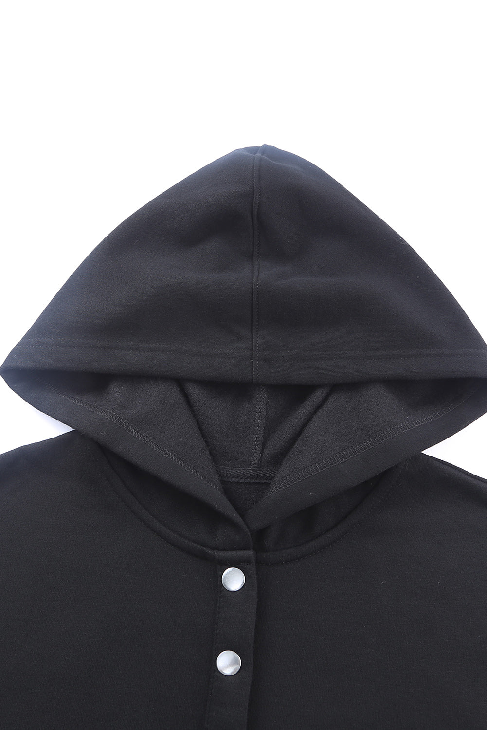 Black Batwing Sleeve Pocketed Henley Hoodie