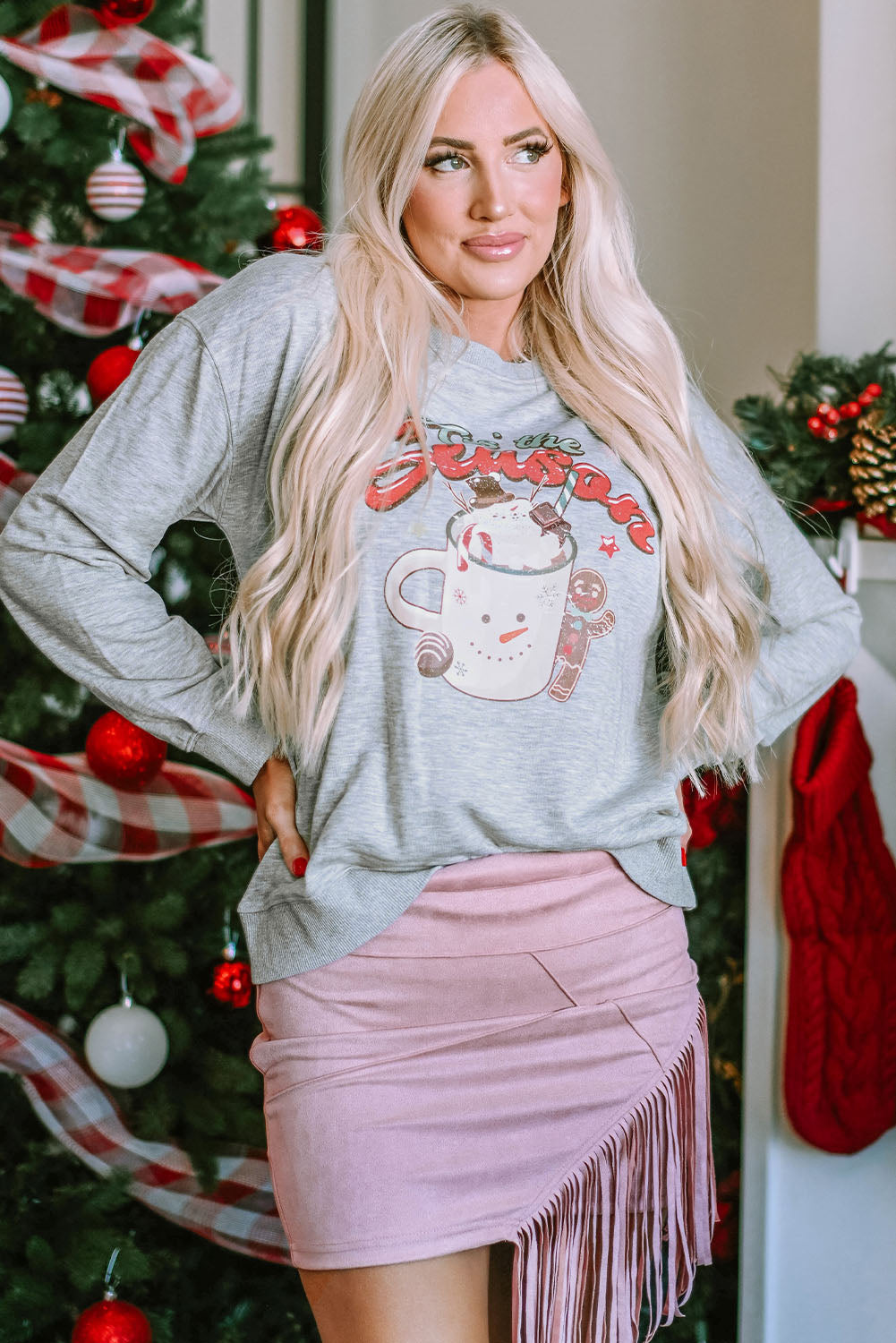 Gray Tis The Season Christmas Sweatshirt