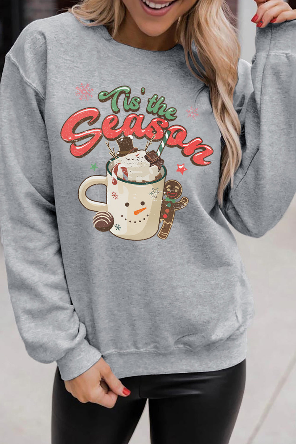 Gray Tis The Season Christmas Sweatshirt