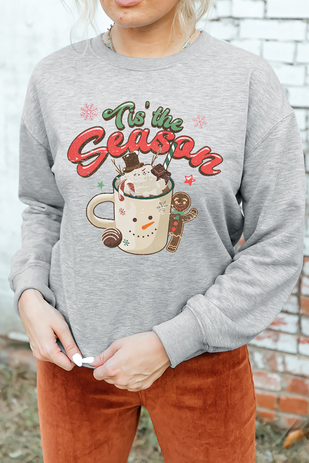 Gray Tis The Season Christmas Sweatshirt