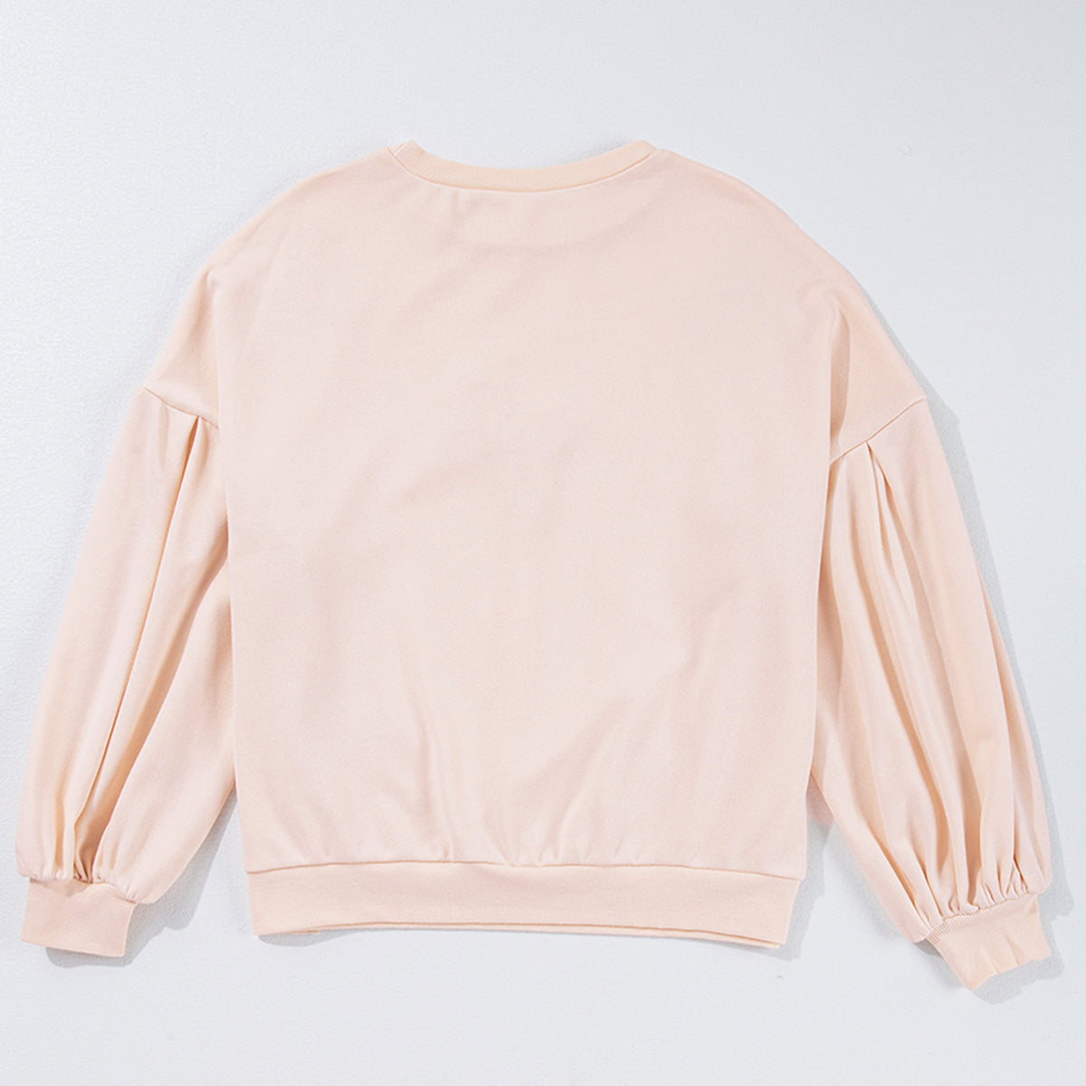 Parchment Embroidered Bow Lantern Sleeve Oversized Pullover Sweatshirt