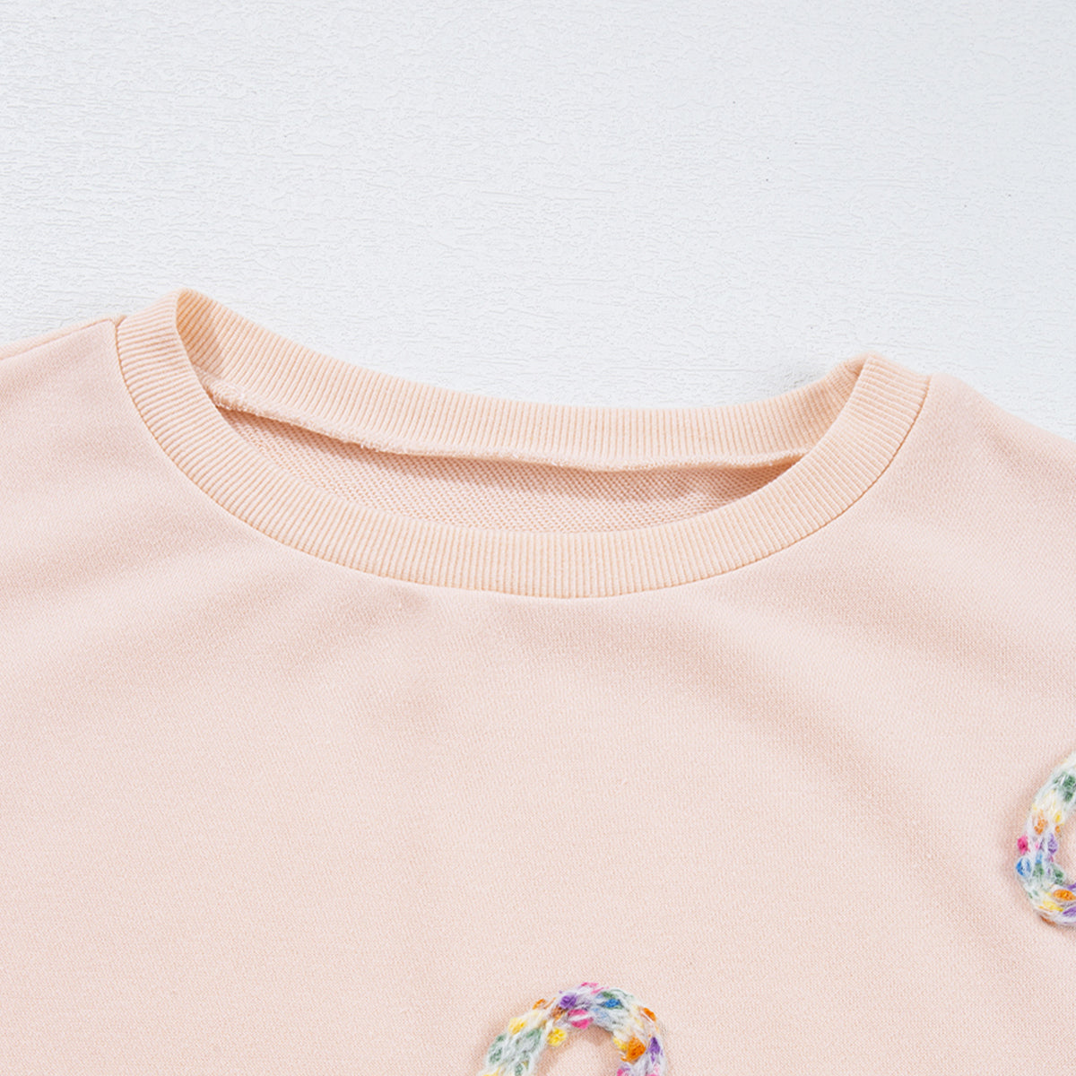 Parchment Embroidered Bow Lantern Sleeve Oversized Pullover Sweatshirt