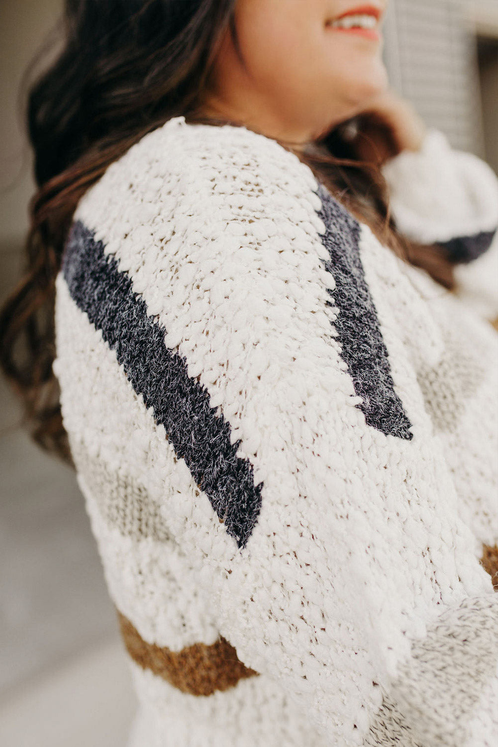 Striped Popcorn Knit Sweater