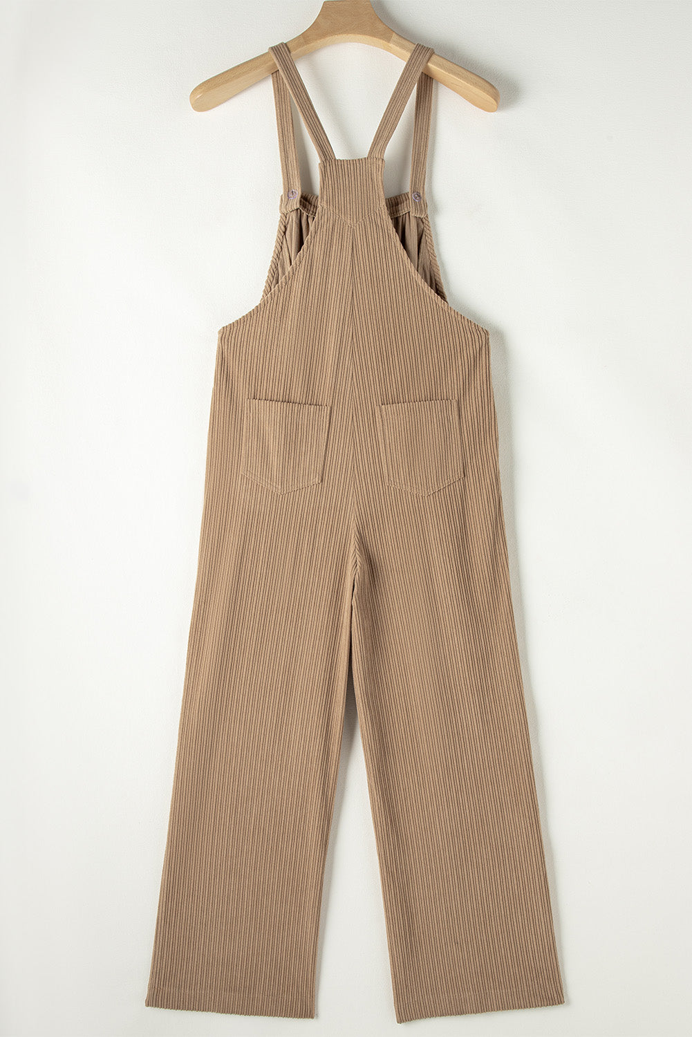 Khaki Morn Solid Pocketed Loose Fit Corduroy Overall