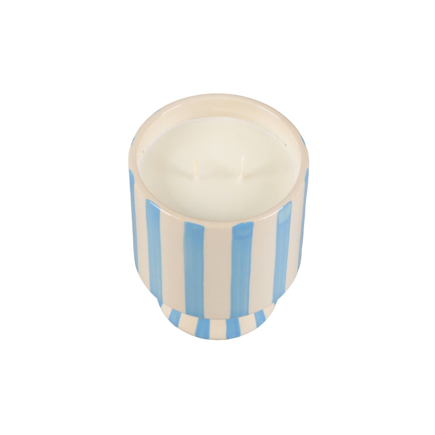 13 oz Blue Stripe Pedestal Ceramic Candle – Resort