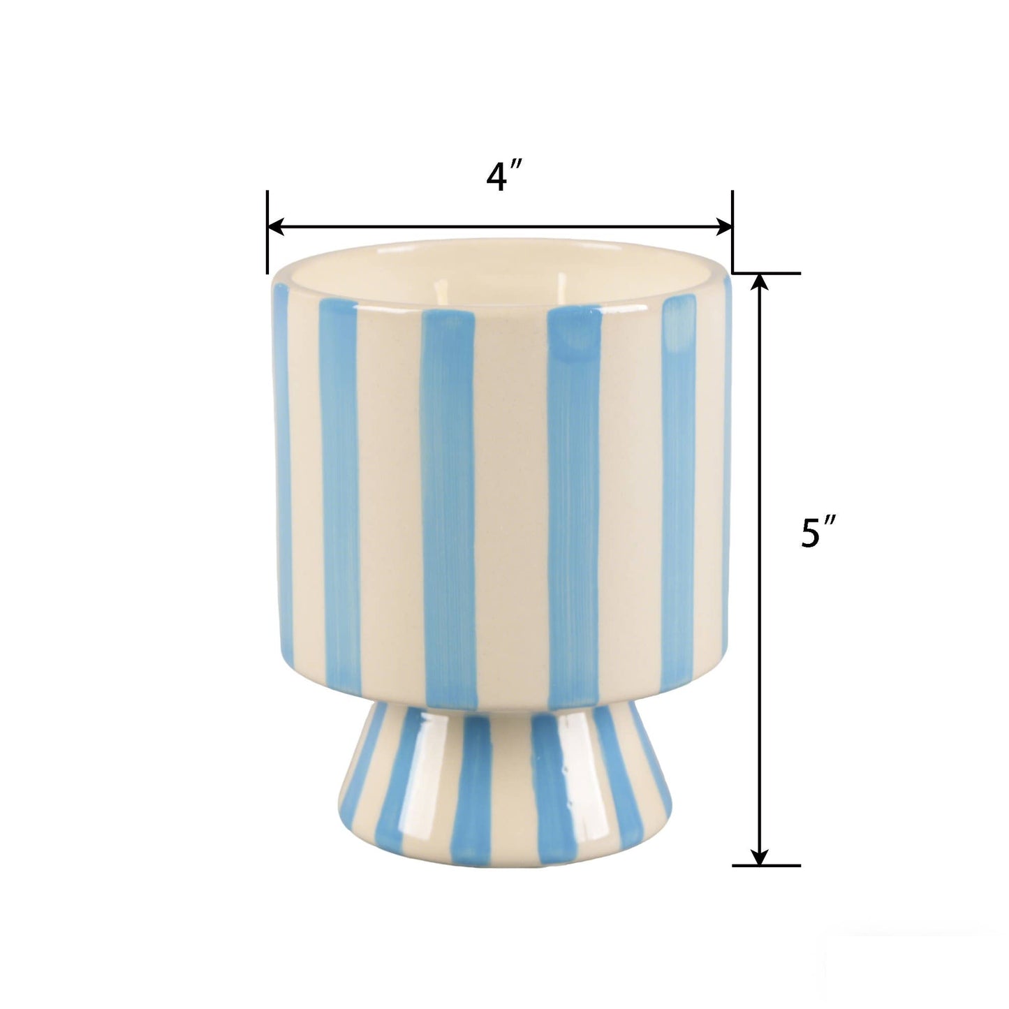 13 oz Blue Stripe Pedestal Ceramic Candle – Resort
